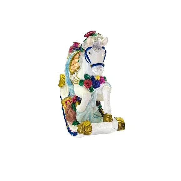 Vintage World Bazaars Inc. Rose‎ Covered Musical Rocking Horse Elegant - Picture 8 of 16